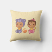 Baby Girl Twins Paars Beer Jumpsuit geel Kussen (Achterkant)