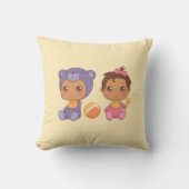 Baby Girl Twins Paars Beer Jumpsuit geel Kussen (Voorkant)