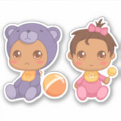 Baby Girl Twins Paars Beer Jumpsuit sticker (Voorkant)