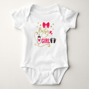 "Baby Girl" Typografie Roze Baby Glam Gold Romper