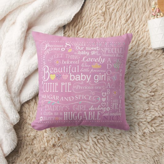 Baby Girl Typography Pillow Kussen (Deken)