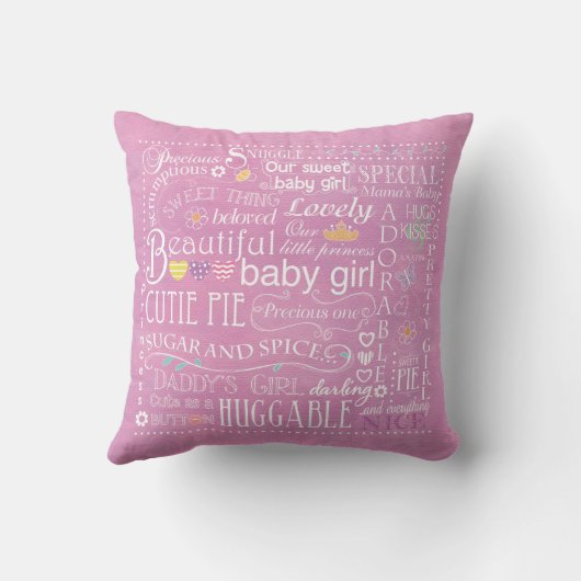 Baby Girl Typography Pillow Kussen (Achterkant)