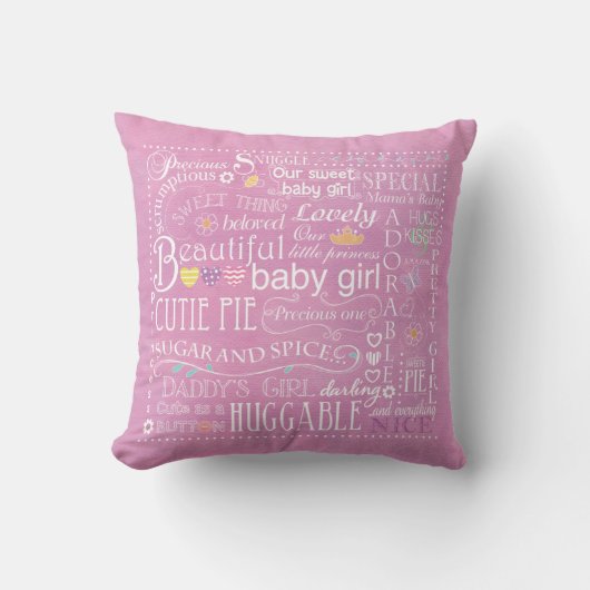 Baby Girl Typography Pillow Kussen (Voorkant)