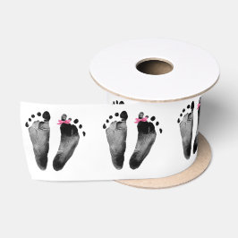 Baby Girl Voetafdrukken met Bow Satijnen Lint