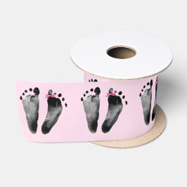 Baby Girl Voetafdrukken met Bow Satijnen Lint
