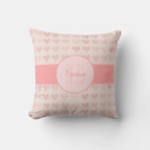 Baby Girl Voornaam Roze Monogram Heart Patroon Kussen (Voorkant)