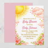 Baby Girl Watercolor Sunshine Shower Kaart (Voorkant / Achterkant)