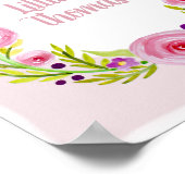 Baby Girl Waterverf Flower Wreate & Name Nursery Poster (Hoek)