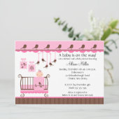 Baby Girl Wieg Baby shower Uitnodiging (Staand voorkant)