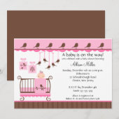 Baby Girl Wieg Baby shower Uitnodiging (Voorkant / Achterkant)