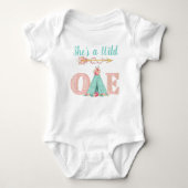 Baby Girl Wild One Birthday Party Shirten Romper (Voorkant)