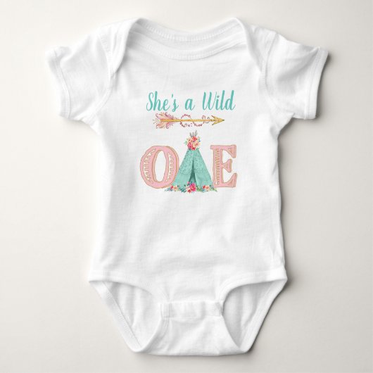 Baby Girl Wild One Birthday Party Shirten Romper (Voorkant)