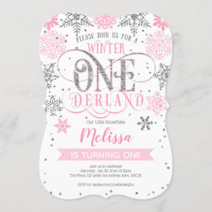 Baby Girl, Winter Onederland 1ste verjaardag Kaart