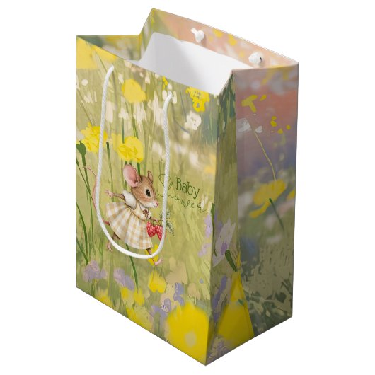 Baby Girl Woodland Animal Shower Medium Cadeauzakje (Voorkant Gekanteld)