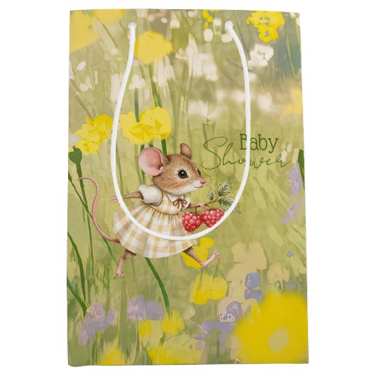 Baby Girl Woodland Animal Shower Medium Cadeauzakje (Voorkant)