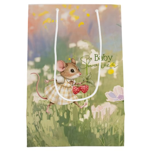 Baby Girl Woodland Animal Shower Medium Cadeauzakje (Achterkant)