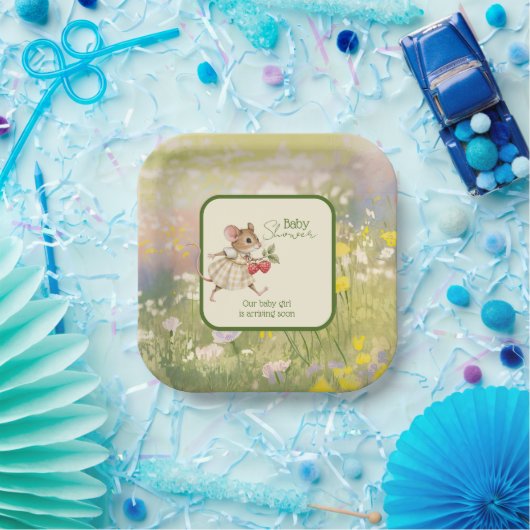 Baby Girl Woodland Animal Shower Papieren Bordje (Feest)