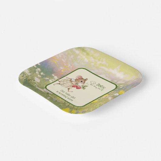 Baby Girl Woodland Animal Shower Papieren Bordje (Gebogen)