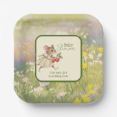 Baby Girl Woodland Animal Shower Papieren Bordje (Voorkant)