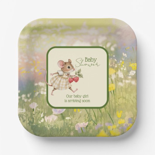 Baby Girl Woodland Animal Shower Papieren Bordje (Voorkant)