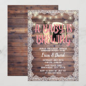 Baby Girl wordt gebrouwen Rustieke Baby Shower met Kaart (Voorkant / Achterkant)