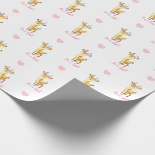 Baby Girl Wrapping Paper Roze Deer (een meisje) Cadeaupapier