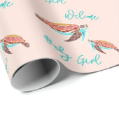 Baby Girl Zee Draait roze aangepaste tekst Cadeaupapier (Rol Hoek)