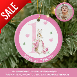 Baby Girl's 1e kerstfoto decoratie konijn