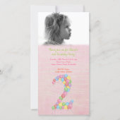 Baby Girls 2e verjaardag Fotokaart uitnodigen (Voorkant)