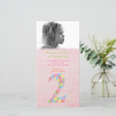 Baby Girls 2e verjaardag Fotokaart uitnodigen (Staand voorkant)