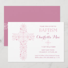 Baby Girl's Baptism, Christening Invitation Kaart
