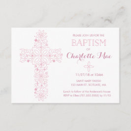 Baby Girl's Baptism, Christening Invitation Kaart