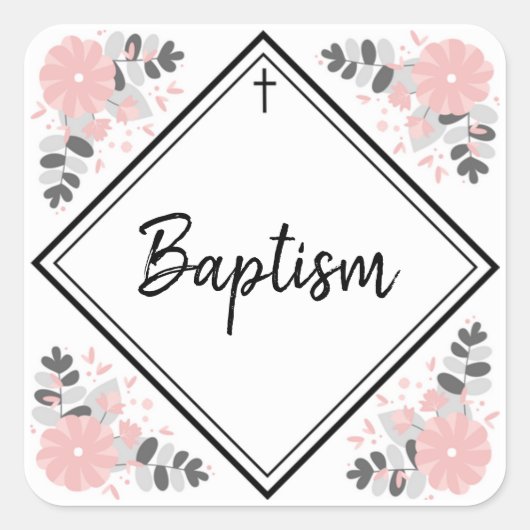 Baby Girl's Baptism Envelope Seal / Sticker (Voorkant)