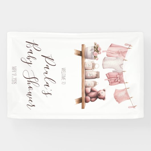 Baby Girl's Clothes Baby shower Welkomstbord Spandoek (Horizontaal)
