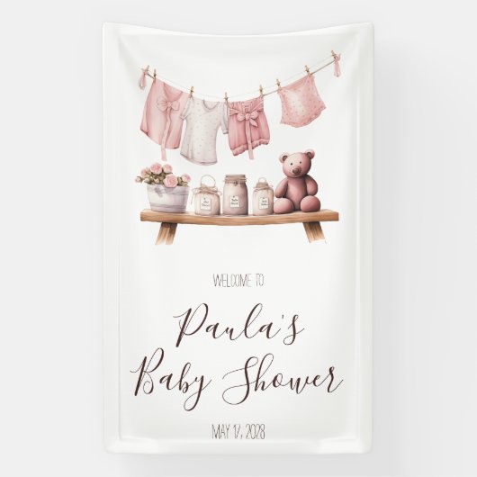 Baby Girl's Clothes Baby shower Welkomstbord Spandoek (Verticaal)