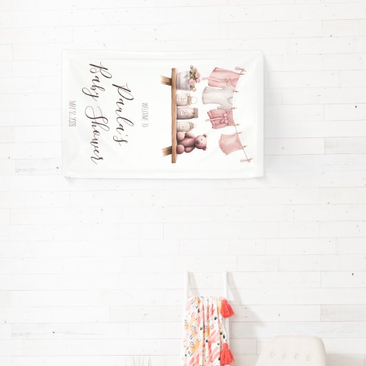 Baby Girl's Clothes Baby shower Welkomstbord Spandoek (Insitu)
