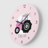 Baby Girl's Doodle Pink Boerderij Tractor Nursery Grote Klok (Hoek)