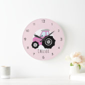 Baby Girl's Doodle Pink Boerderij Tractor Nursery Grote Klok (Huis)