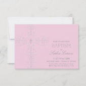 Baby Girl's Doop Uitnodiging & Elegant Kruis (Voorkant)