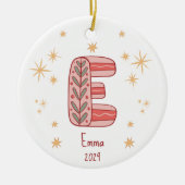 Baby Girl's eerste kerst met Initiaal E Keramisch Ornament (Voorkant)