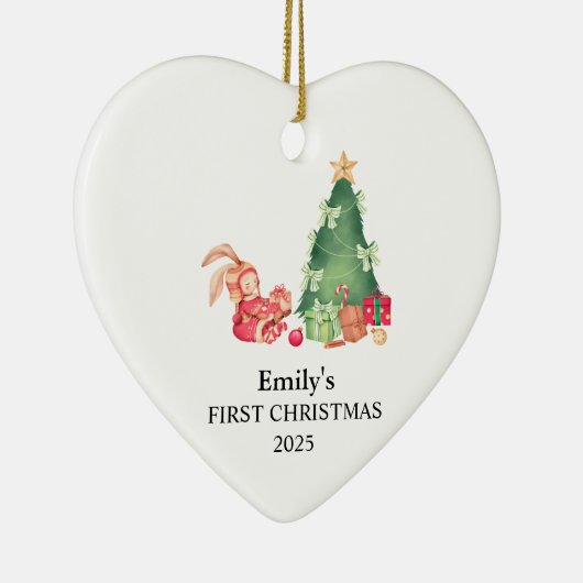 Baby Girl's eerste kerst Ornament, Baby's eerste Keramisch Ornament (Rechts)