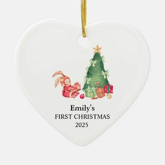 Baby Girl's eerste kerst Ornament, Baby's eerste Keramisch Ornament (Voorkant)