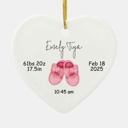 Baby Girl's eerste kerst Ornament, eerste Keramisch Ornament (Voorkant)