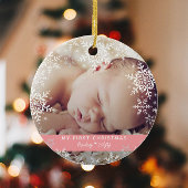 Baby Girl's eerste kerstflakes roze Glas Ornament