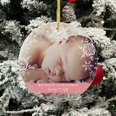 Baby Girl's eerste kerstflakes roze Glas Ornament