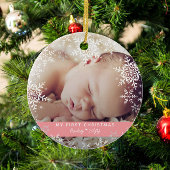 Baby Girl's eerste kerstflakes roze Glas Ornament