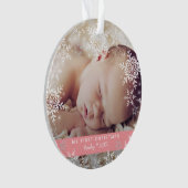 Baby Girl's eerste kerstflakes roze Ornament (voorkant)