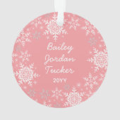 Baby Girl's eerste kerstflakes roze Ornament (achterkant)