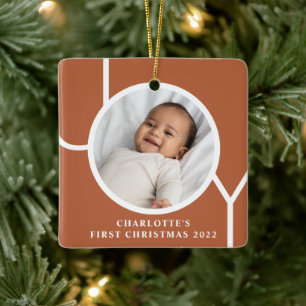 Baby Girl's eerste kerstfoto Terracotta Keramisch Ornament