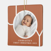 Baby Girl's eerste kerstfoto Terracotta Keramisch Ornament (Links)